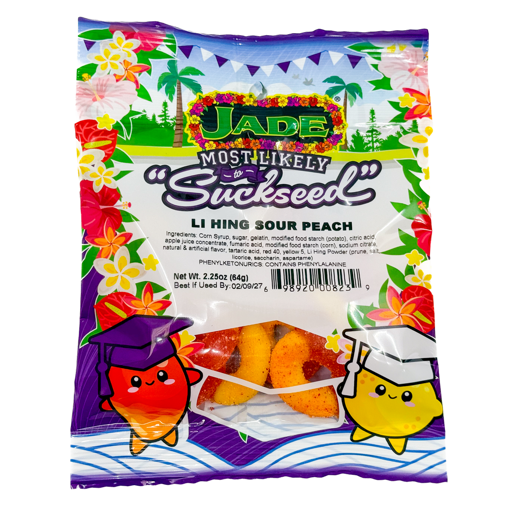 Jade Food Products Most Likely to Suckseed Li hing Peach Ring bag