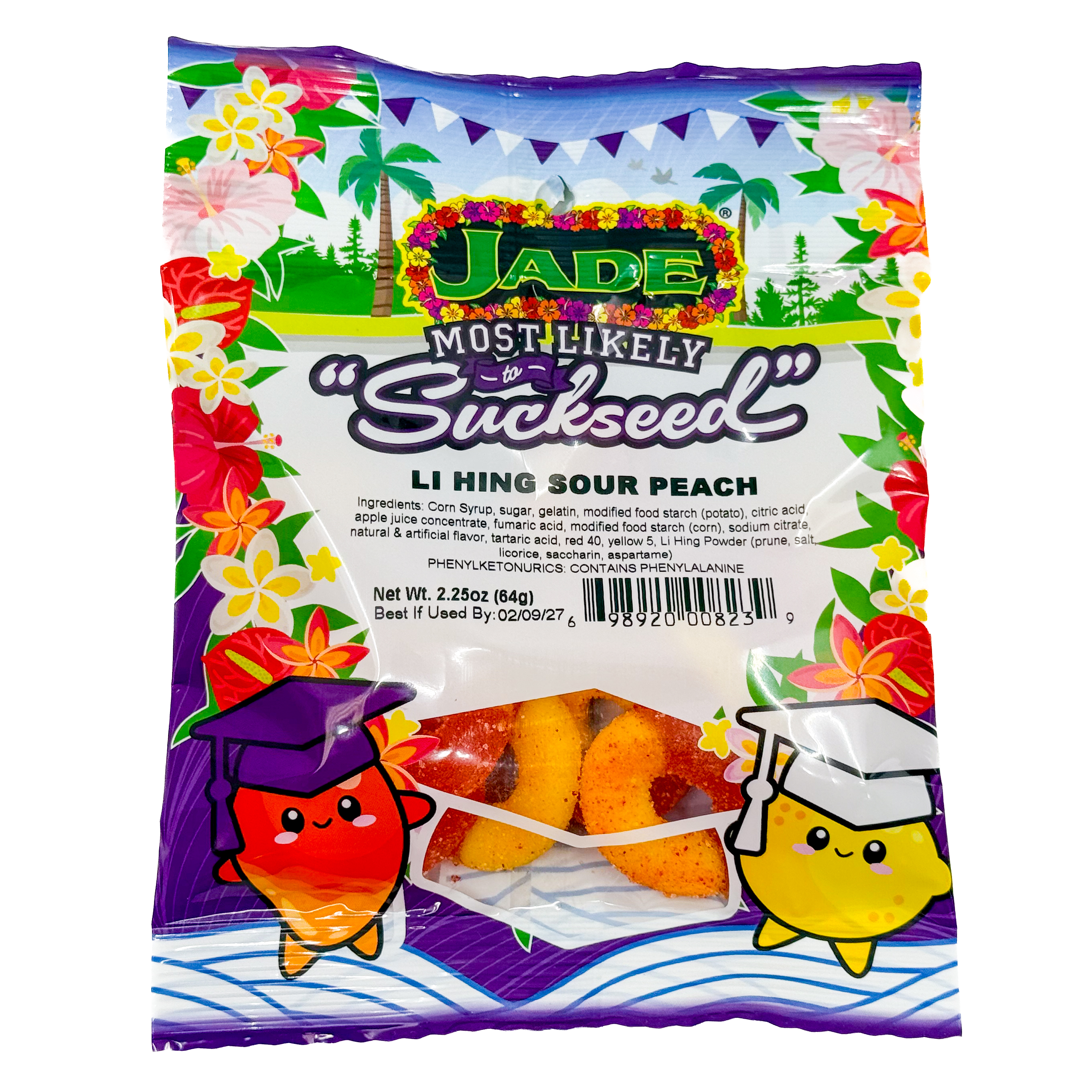 Jade Food Products Most Likely to Suckseed Li hing Peach Ring bag
